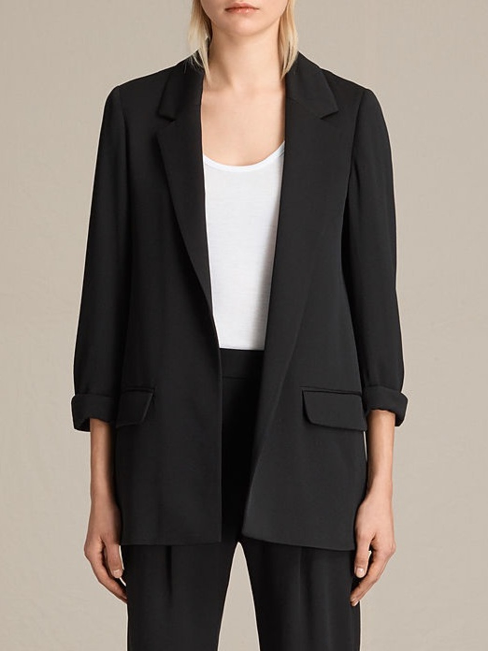 AllSaints Black Relaxed Tailored Blazer